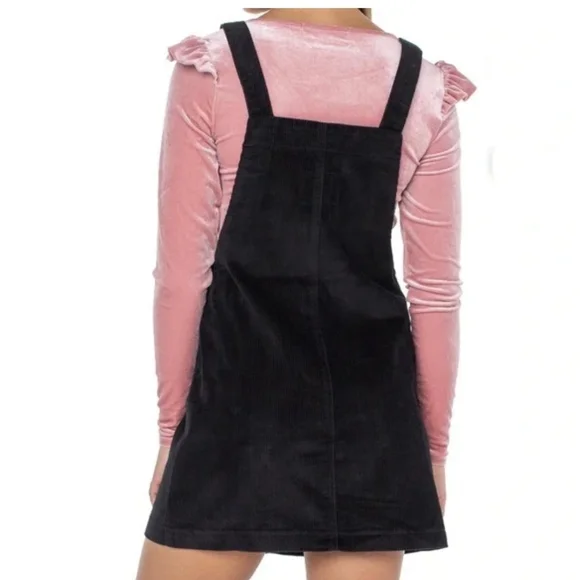 Celebrity Pink Black Corduroy Overall Jumper Mini Dress Size Medium - Picture 2 of 11